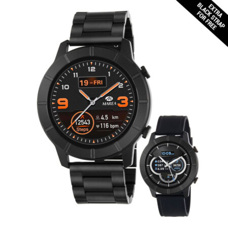 Marea Smartwatch Με Μπρασελέ Μαύρο Μεταλλικό Δώρο Λουράκι Καουτσούκ B58003-4