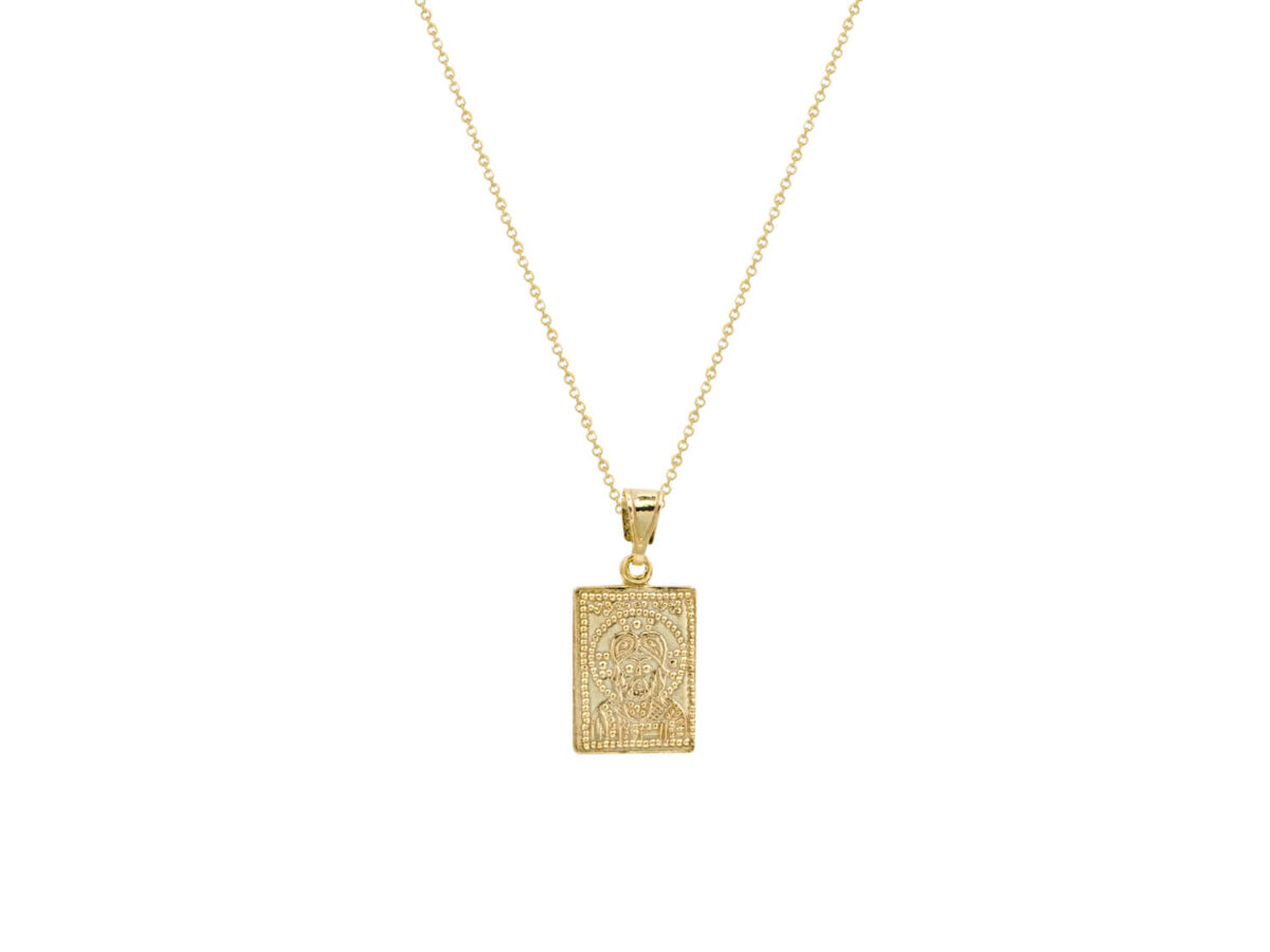 Μενταγιόν Κωνσταντινάτο Με Αλυσίδα Επιχρυσωμένο Ασήμι 925 Διπλής Όψης Γυναικείο
