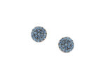 Ροζ Χρυσά Σκουλαρίκια Ροζέτα 9Κ Με Γαλάζιες Πέτρες Ζιργκόν