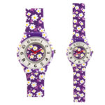 Season Time Μωβ Παιδικό Ρολόι Με Λουλούδια Λουράκι Καουτσούκ Για Κορίτσια 111-8