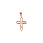 Σταυρός Ροζ Χρυσός Διάτρητος 14Κ Με Πέτρες (κωδ: GC650)