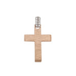 Σταυρός Ροζ Χρυσός Με Ζιργκόν Πέτρες Στο Κρικάκι 14 Καρατίων