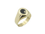 Χρυσό Ανδρικό Δαχτυλίδι 14Κ Με Μαύρο Σμάλτο Και Ζιργκόν