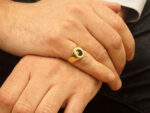 Χρυσό Ανδρικό Δαχτυλίδι 14 Καράτια Με Μαύρο Σμάλτο Και Ζιργκόν