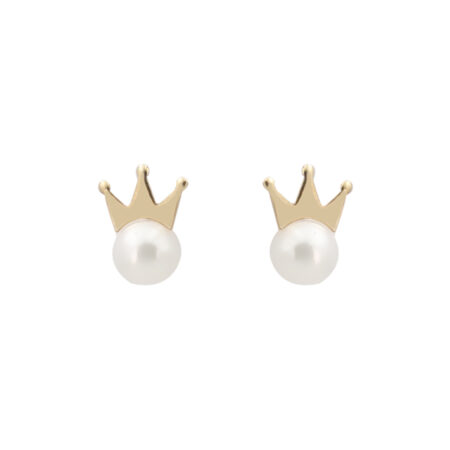 Σκουλαρίκια Κορώνα Με Μαργαριτάρι Σε Χρυσό 9Κ