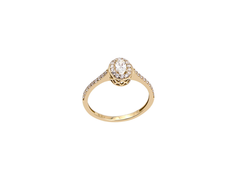Χρυσό Δαχτυλίδι Ροζέτα 9Κ Με Λευκές Ζιργκόν Πέτρες