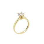 Επιχρυσωμένο Μονόπετρο Δαχτυλίδι Από Ασήμι 925 ar155