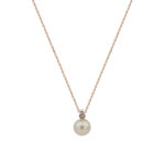 Μενταγιόν Με Διαμάντι Μπριγιάν Και Μαργαριτάρι Ροζ Χρυσό 18Κ