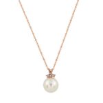 Ροζ Χρυσό Μενταγιόν Με Μαργαριτάρι Και Διαμάντια Brilliant 18Κ