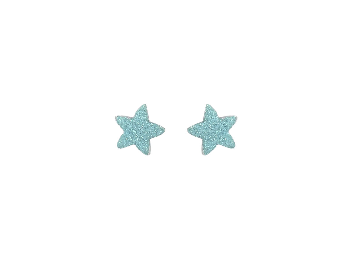 Ασημένια Παιδικά Σκουλαρίκια Αστέρια Τιρκουάζ 925