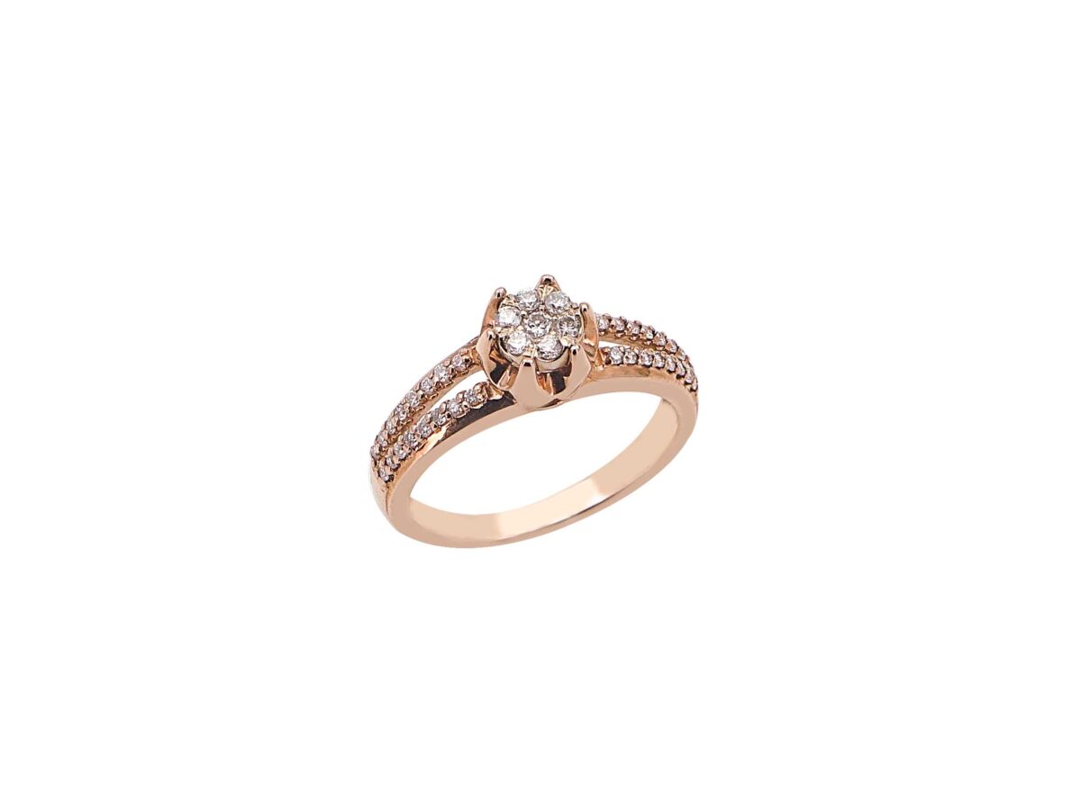 Δαχτυλίδι Με Διαμάντια Brilliant Σε Ροζ Χρυσό 18Κ