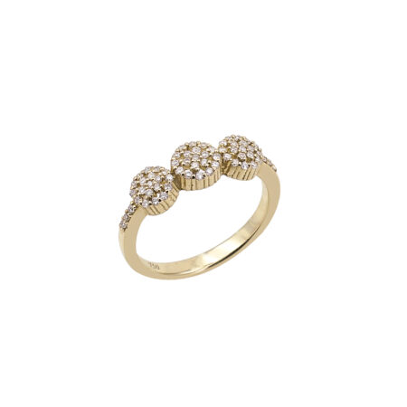 Δαχτυλίδι Με Διαμάντια Brilliant Σε Ροζέτες Από Χρυσό 18 Καράτια