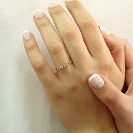 Δαχτυλίδι Μισόβερο Με Μπριγιάν Διαμάντια Σε Ροζ Χρυσό 18Κ