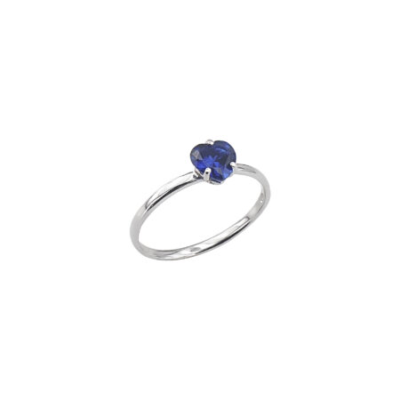 Δαχτυλίδι Με Μπλε Πέτρα Ζιργκόν Καρδιά Σε Λευκόχρυσο 9 Καράτια