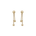 Επίχρυσα Σκουλαρίκια Κρεμαστά Με Αλυσίδα Διπλή Και Μπίλιες Από Ασήμι 925