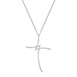 Γυναικείος Σταυρός Λευκόχρυσος Με Μπριγιάν Και Αλυσίδα 18Κ