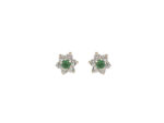 Σκουλαρίκια Ροζέτες Χρυσά 14Κ Με Πράσινη Και Λευκές Πέτρες Ζιργκόν