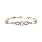 Βραχιόλι Ροζ Χρυσό Χειροπέδα 14Κ Με Ροζέτες Από Ζιργκόν