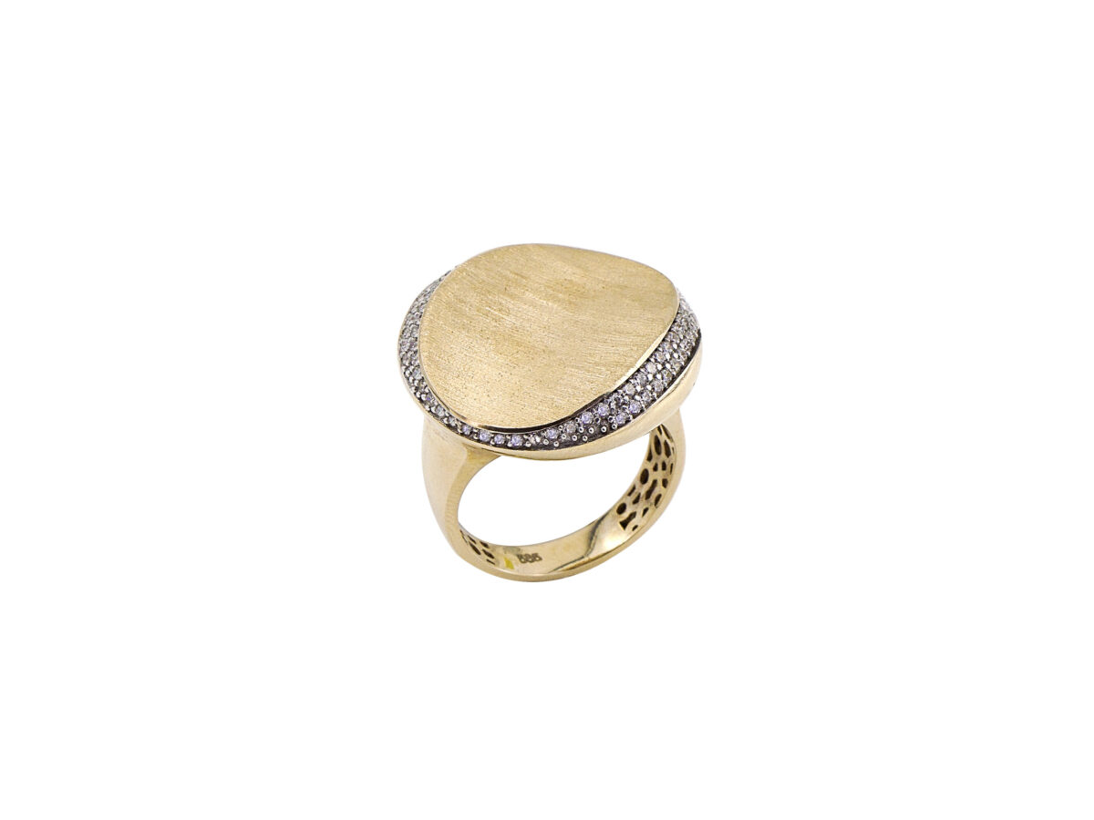 Δαχτυλίδι Με Λευκές Πέτρες Ζιργκόν Σε Χρυσό 14Κ GR403