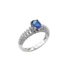 Δαχτυλίδι Με Ζαφείρι Και Διαμάντια Σε Λευκόχρυσο 18Κ GR414