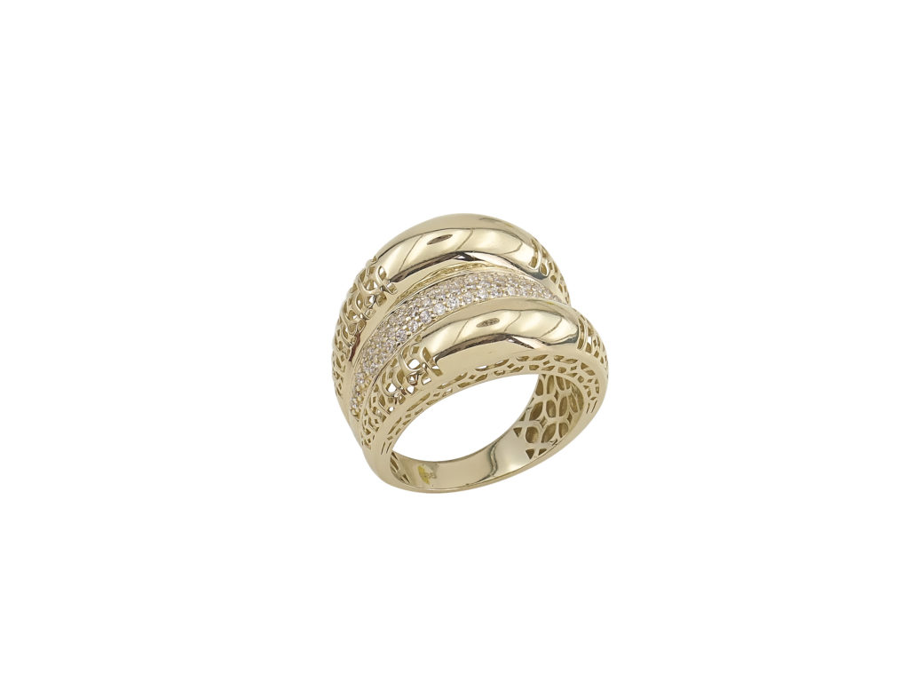 Διάτρητο Δαχτυλίδι Με Ζιργκόν Σε Χρυσό 14Κ