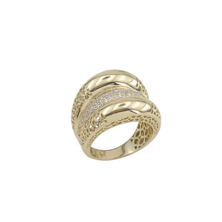 Διάτρητο Δαχτυλίδι Με Ζιργκόν Σε Χρυσό 14Κ