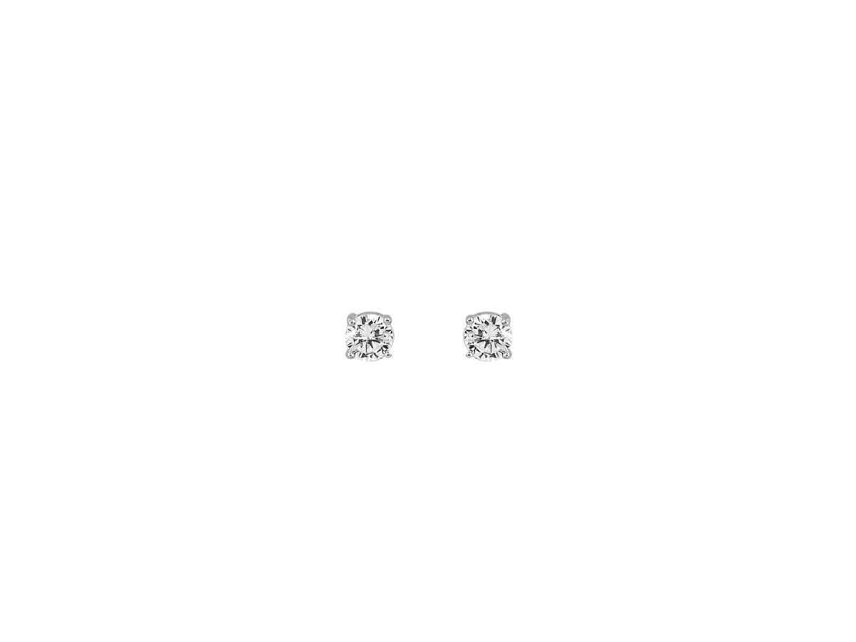 Λευκά Σκουλαρίκια Μονόπετρα Από Ασήμι 925