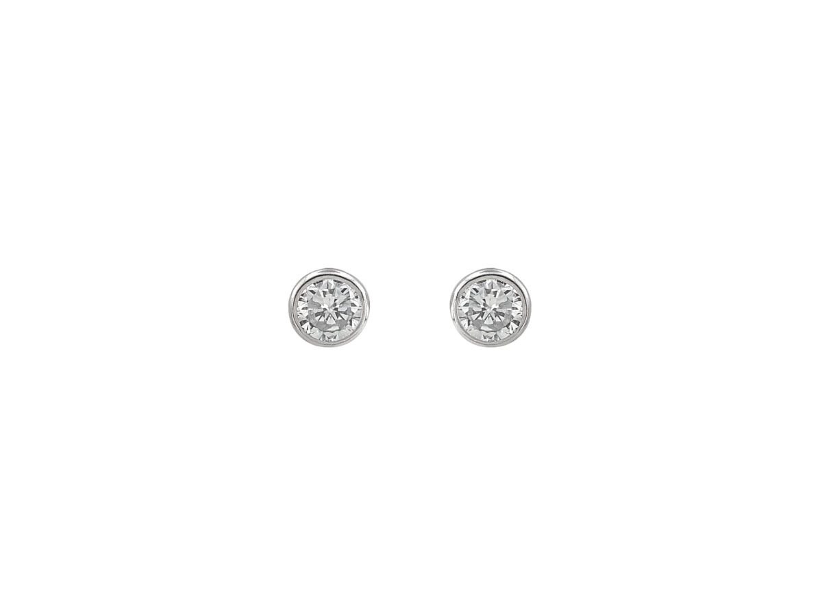 Μικρά Μονόπετρα Σκουλαρίκια Από Ασήμι 925