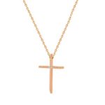 Ροζ Χρυσός Σταυρός Με Διαμάντι Και Αλυσίδα 14Κ