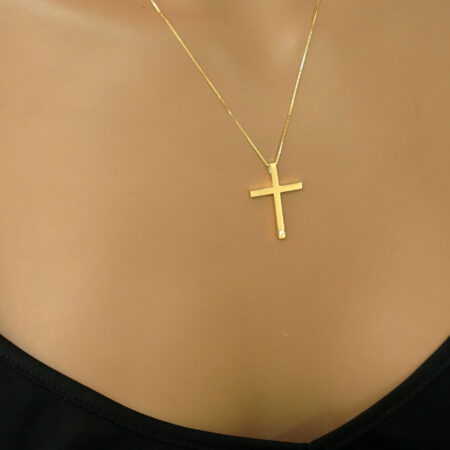 Σταυρός Με Αλυσίδα Γυναικείος Σε Χρυσό 14Κ Με Μπριγιάν Πέτρα