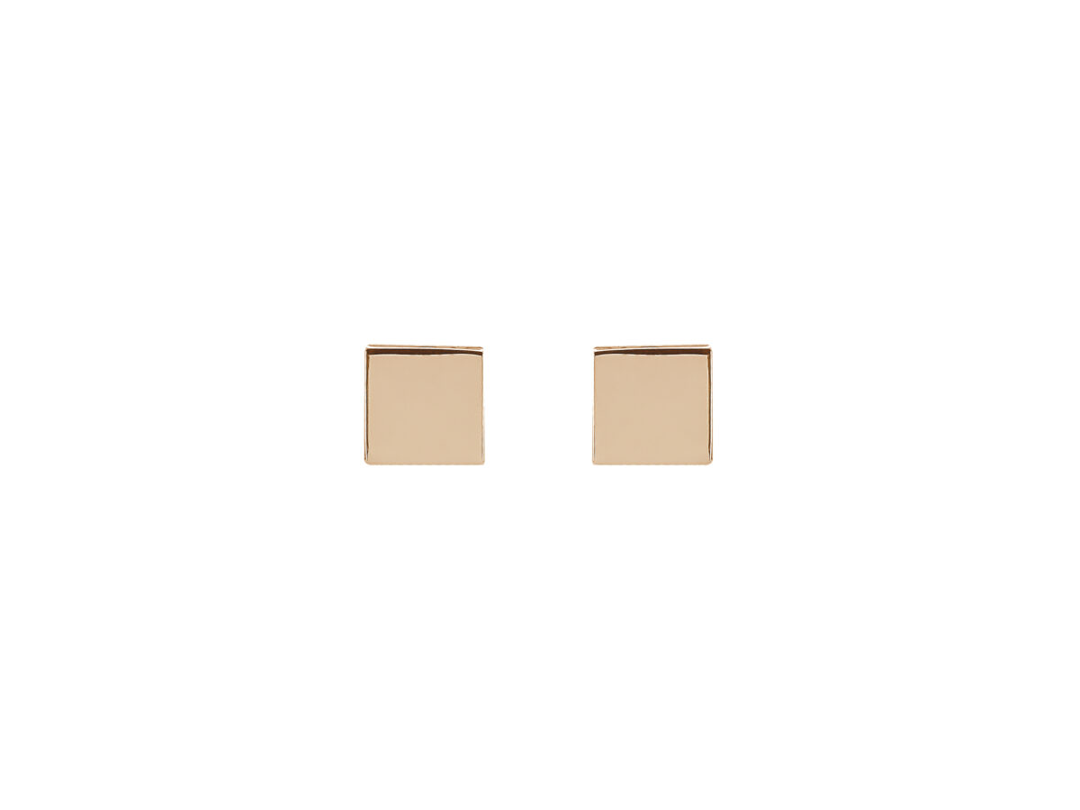 Τετράγωνα Καρφωτά Σκουλαρίκια Ροζ Επίχρυσα 925