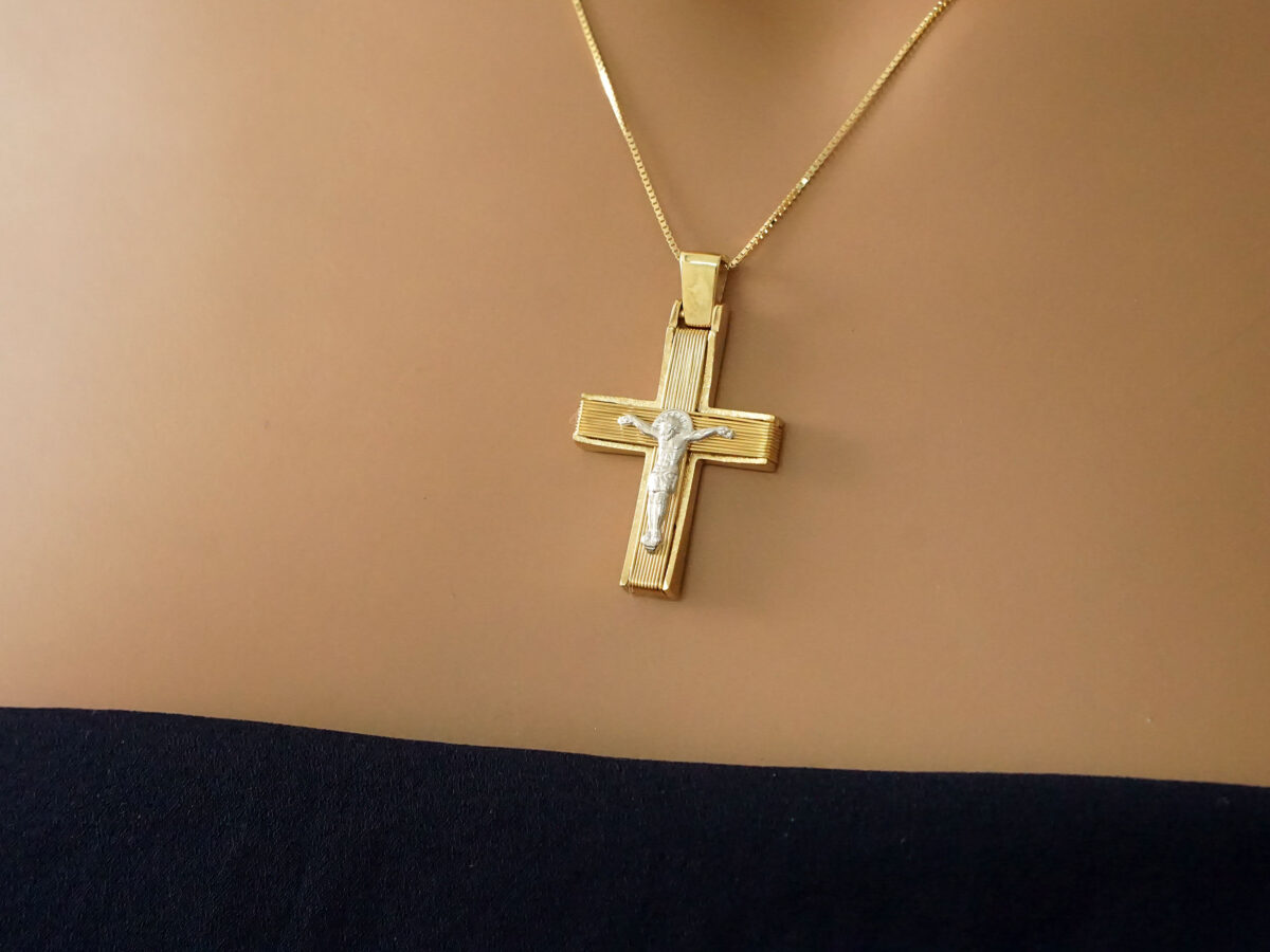 Χειροποίητος Σταυρός Με Τον Εσταυρωμένο Από Χρυσό 14Κ Γυναικείος Ανδρικός GC869