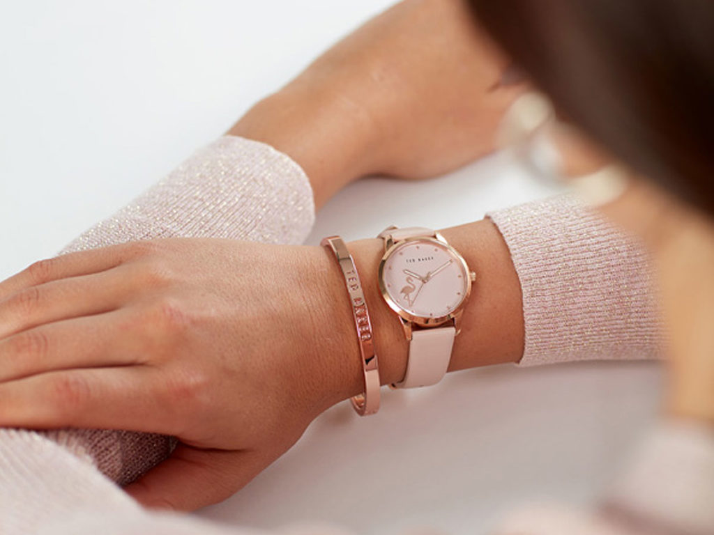 Ted Baker Flamingo Watch Pink Leather Strap Stainless Steel Bracelet TWGO25000