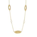 Χρυσό Κολιέ Με Μαργαριτάρια Και Μοτίφ 14Κ