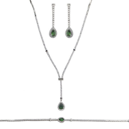 925 Ασημένιο Σετ Με Πράσινες Πέτρες