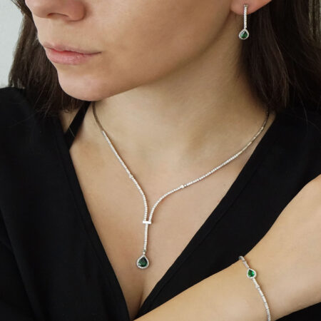 925 Ασημένιο Σετ Με Πράσινες Πέτρες Δώρο