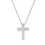 Χειροποίητος Λευκόχρυσος Σταυρός Μασίφ 18Κ Με Αλυσίδα