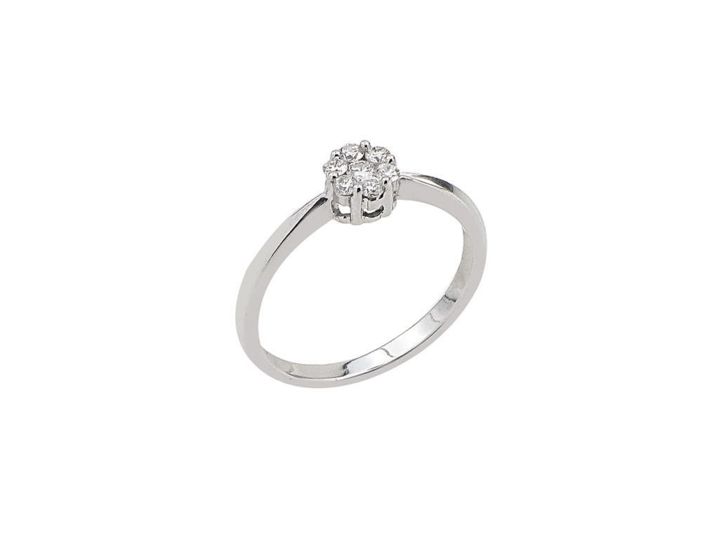 Γυναικείο Δαχτυλίδι Ροζέτα Με 7 Διαμάντια Σε Λευκόχρυσο 18Κ GR421