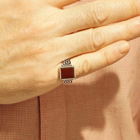 Ανδρικό Δαχτυλίδι Με Πέτρα Αχάτη