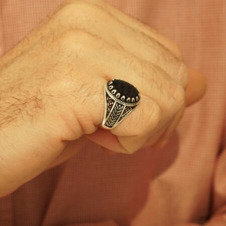 Ασημένιο Δαχτυλίδι Με Μαύρη Πέτρα