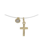 Χρυσός Σταυρός Με Μονόπετρο Και Ντίζα 14Κ