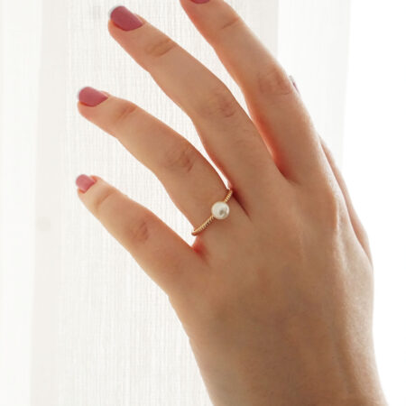 Δαχτυλίδι Μαργαριτάρι Ροζ Χρυσό