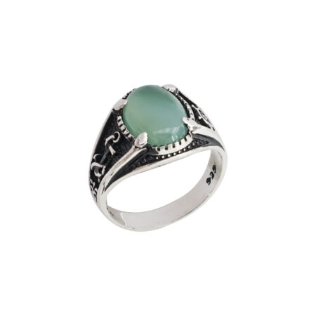 Δαχτυλίδι Με Πράσινο Αχάτη Από Ασήμι 925