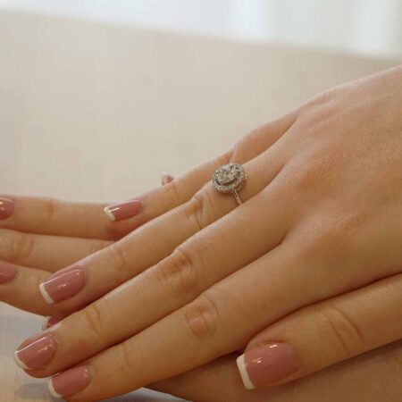 Διαμαντένιο Δαχτυλίδι Ροζέτα Λευκόχρυσο 18 Καράτια