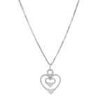 Μενταγιόν Καρδιά Διαμαντένια Σε Λευκόχρυσο 18Κ