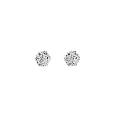 Ροζέτες Διαμαντένια Σκουλαρίκια Σε Λευκόχρυσο 18Κ GE161