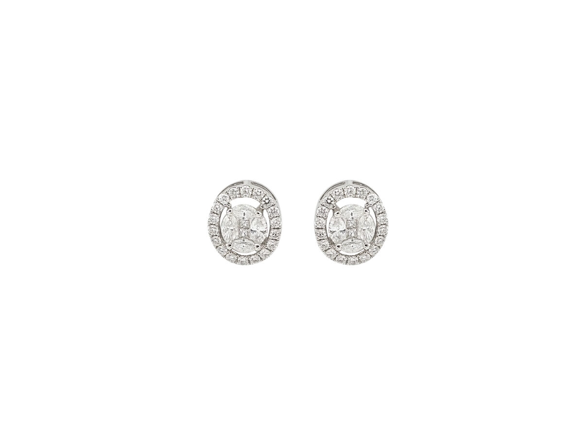 Σκουλαρίκια Ροζέτες Με Διαμάντια Σε Λευκόχρυσο 18Κ GE158