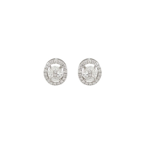 Σκουλαρίκια Ροζέτες Με Διαμάντια Σε Λευκόχρυσο 18Κ GE158