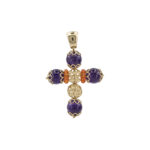 Σταυρός Με Αμέθυστο Και Κορνεόλη Σε Χρυσό 18Κ