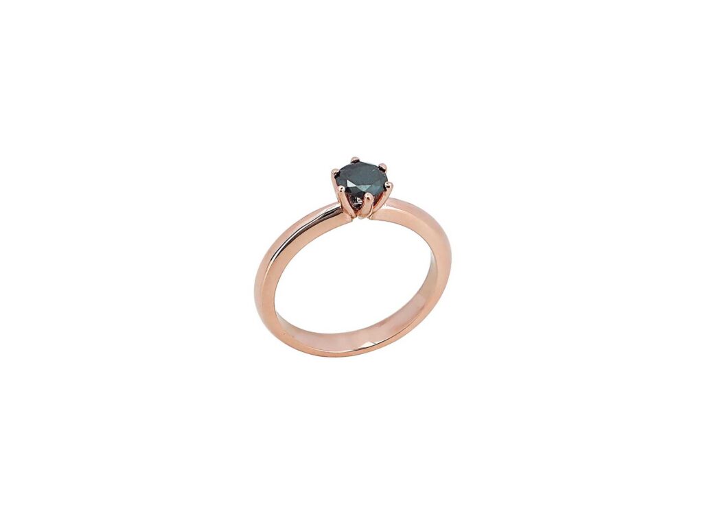 Δαχτυλίδι Ροζ Χρυσό 18Κ Με Μαύρο Διαμάντι